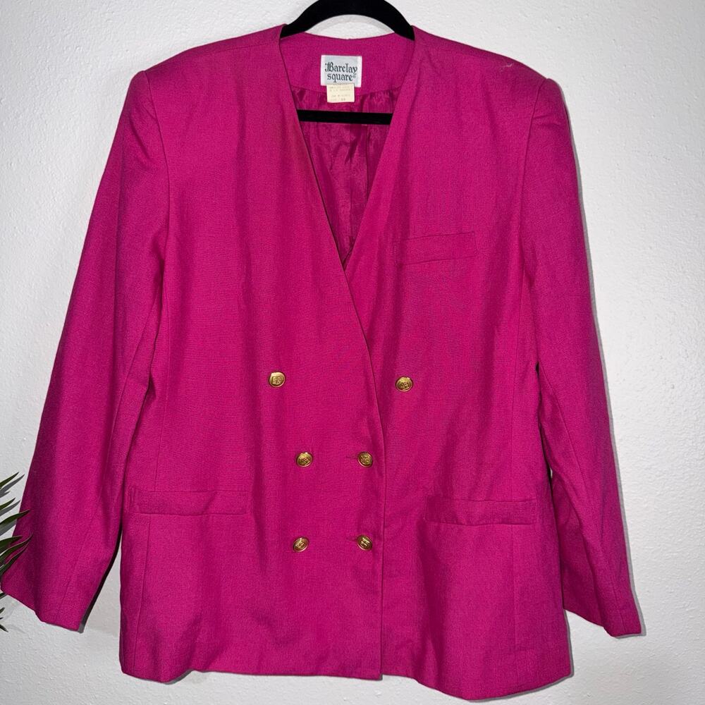 Barclay Square Vintage 80s Magenta Pink Double Breasted Blazer